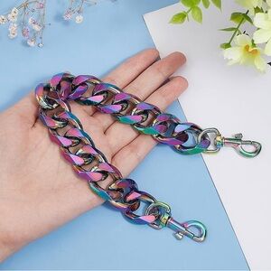 Rainbow Oil Slick chain strap bag purse charm